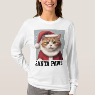 CAT CHRISTMAS, SANTA PAWS FUNNY T-Shirt
