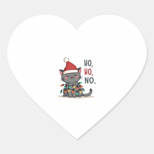 Cat Christmas Shirt Kids Funny Santa Cat Christmas Heart Sticker (Front)