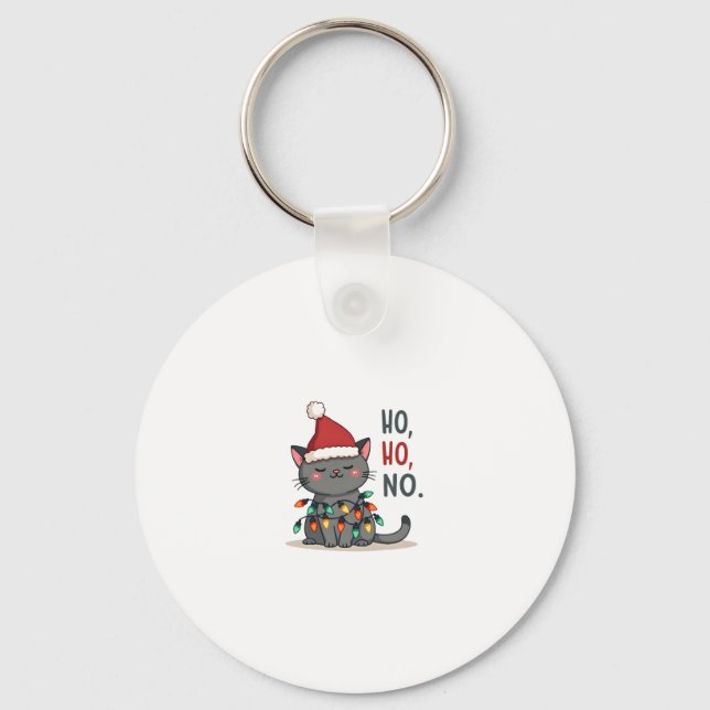 Cat Christmas Shirt Kids Funny Santa Cat Christmas Key Ring (Front)