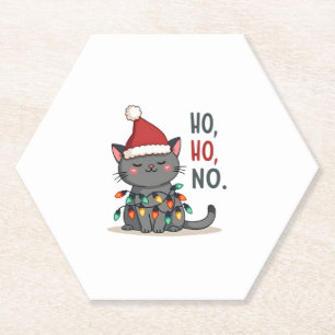 Cat Christmas Shirt Kids Funny Santa Cat Christmas Paper Coaster