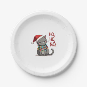 Cat Christmas Shirt Kids Funny Santa Cat Christmas Paper Plate