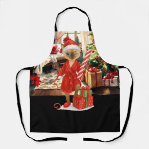 Cat Christmas Siamese cat  Apron