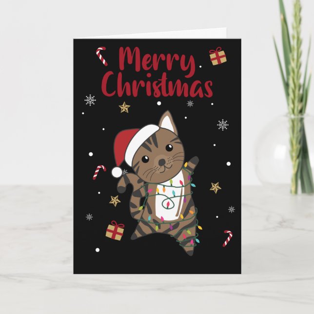 Cat Christmas Snow Winter Animals Cats Adult Cloth Holiday Card (Front)