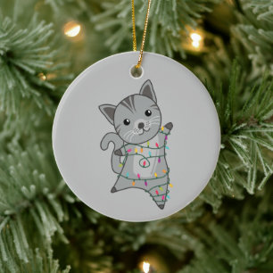 Cat Christmas Snow Winter Animals Cats Ceramic Orn Tree Decoration