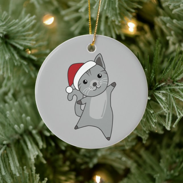 Cat Christmas Snow Winter Animals Cats Ceramic Orn Tree Decoration (Tree)