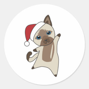 Cat Christmas Snow Winter Animals Cats Classic Round Sticker