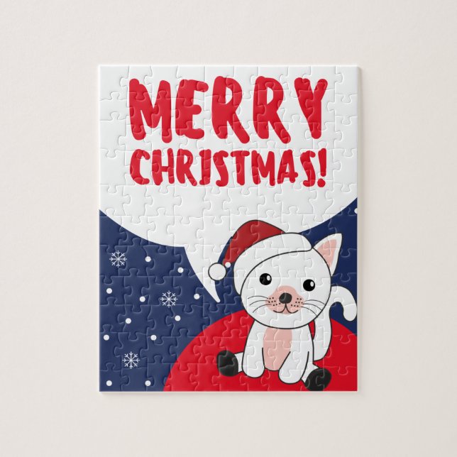 Cat Christmas Snow Winter Animals Cats Jigsaw Puzz Jigsaw Puzzle (Vertical)