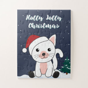 Cat Christmas Snow Winter Animals Cats Jigsaw Puzz Puzzle
