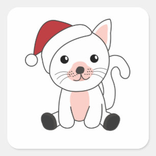 Cat Christmas Snow Winter Animals Cats Square Sticker