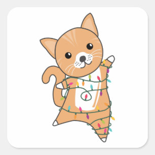 Cat Christmas Snow Winter Animals Cats Square Sticker
