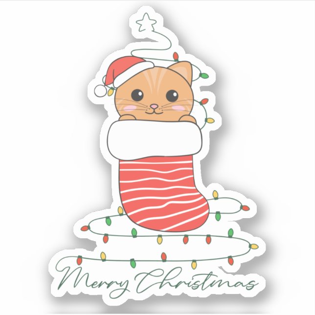 Cat Christmas Snow Winter Animals Cats Sticker (Front)