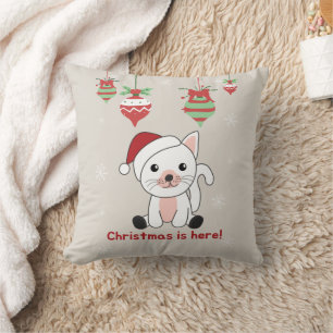 Cat Christmas Snow Winter Animals Cats Throw Pillo Cushion
