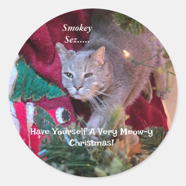 Cat Christmas Sticker (Front)