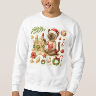 Cat Christmas Summer July Pool Party Sweatshirt