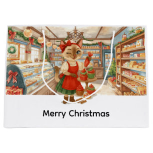 Cat Christmas themed  Bakery Shop  Large Gift Bag