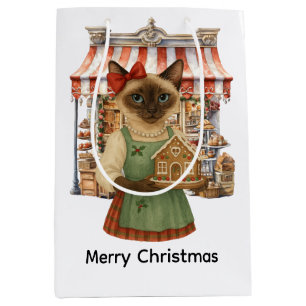 Cat Christmas themed  Bakery Shop  Medium Gift Bag