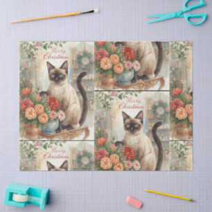 Cat Christmas themed by Siamese cat in florist Tissue Paper