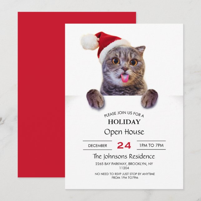 Cat Christmas Tongue         Invitation (Front/Back)