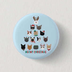 Cat Christmas Tree 3 Cm Round Badge
