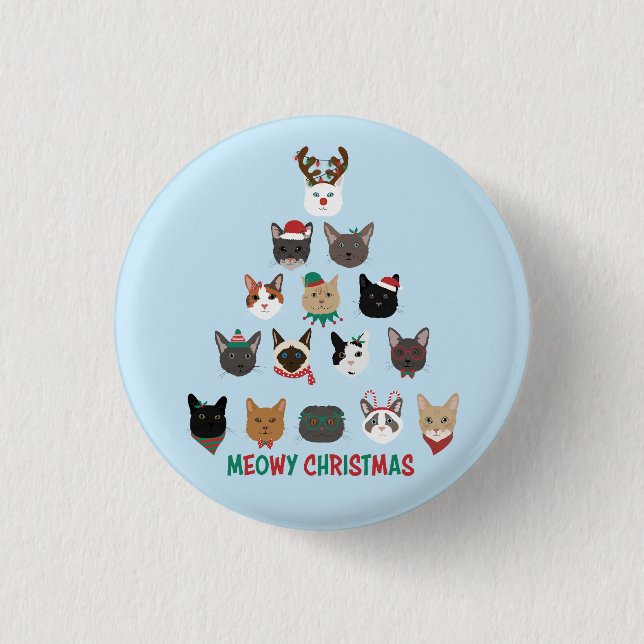 Cat Christmas Tree 3 Cm Round Badge (Front)