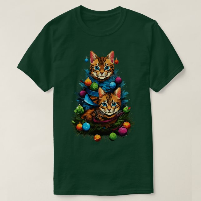 Cat Christmas Tree 6 T-Shirt (Design Front)
