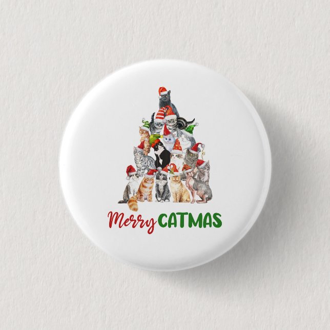 Cat Christmas Tree Cat Lover Cat Owner Christmas 3 Cm Round Badge (Front)