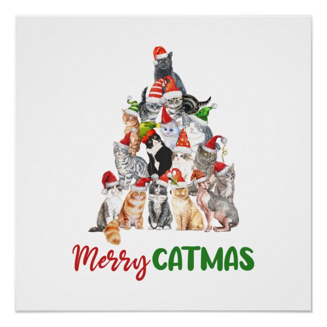 Cat Christmas Tree Cat Lover Christmas Holiday  Poster (Front)