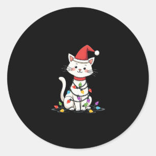 Cat Christmas Tree Christmas (1) Classic Round Sticker