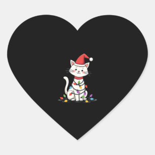 Cat Christmas Tree Christmas (1) Heart Sticker