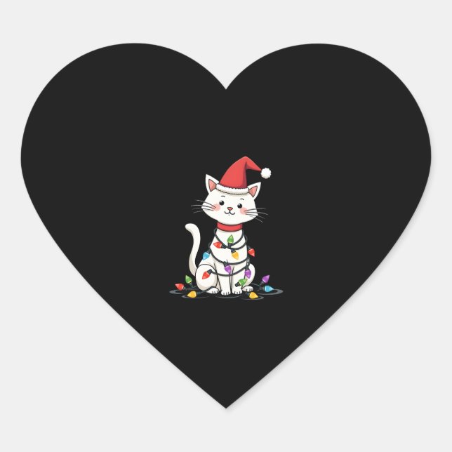 Cat Christmas Tree Christmas (1) Heart Sticker (Front)
