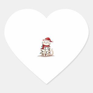 Cat Christmas Tree Christmas (1) Heart Sticker