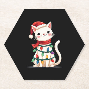 Cat Christmas Tree Christmas (1) Paper Coaster