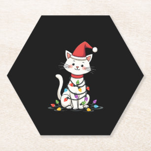 Cat Christmas Tree Christmas (1) Paper Coaster