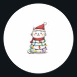 Cat Christmas Tree Christmas (2) Classic Round Sticker<br><div class="desc">Cat Christmas Tree Christmas (2)</div>