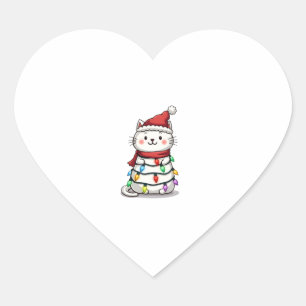 Cat Christmas Tree Christmas (2) Heart Sticker