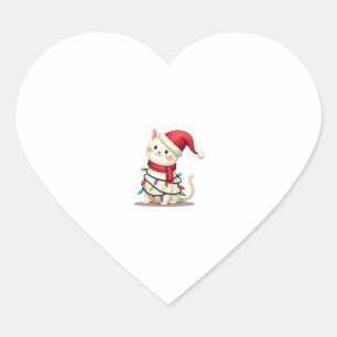 Cat Christmas Tree Christmas (2) Heart Sticker