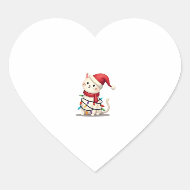 Cat Christmas Tree Christmas (2) Heart Sticker (Front)
