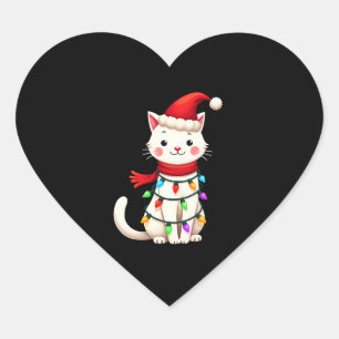 Cat Christmas Tree Christmas (2) Heart Sticker