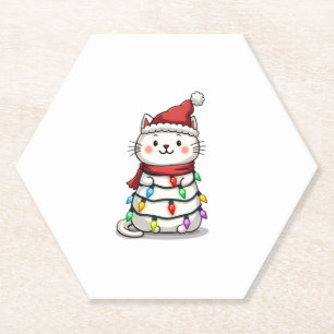 Cat Christmas Tree Christmas (2) Paper Coaster