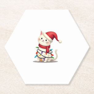 Cat Christmas Tree Christmas (2) Paper Coaster