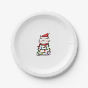 Cat Christmas Tree Christmas (2) Paper Plate