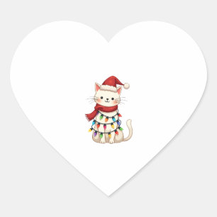 Cat Christmas Tree Christmas (3) Heart Sticker