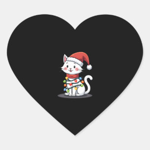Cat Christmas Tree Christmas (3) Heart Sticker