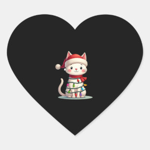 Cat Christmas Tree Christmas (3) Heart Sticker