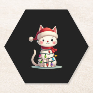Cat Christmas Tree Christmas (3) Paper Coaster