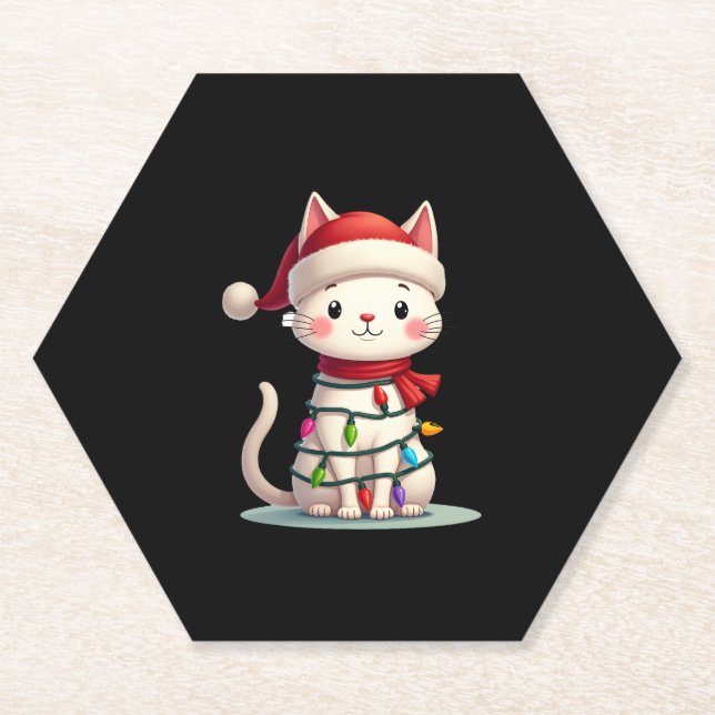 Cat Christmas Tree Christmas (3) Paper Coaster (Front)