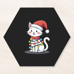 Cat Christmas Tree Christmas (3) Paper Coaster