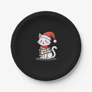 Cat Christmas Tree Christmas (3) Paper Plate