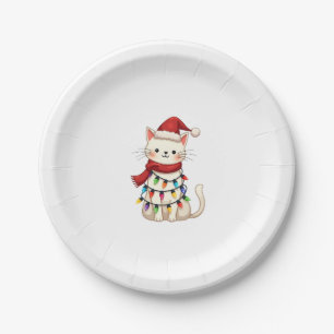 Cat Christmas Tree Christmas (3) Paper Plate
