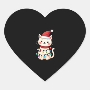 Cat Christmas Tree Christmas (4) Heart Sticker